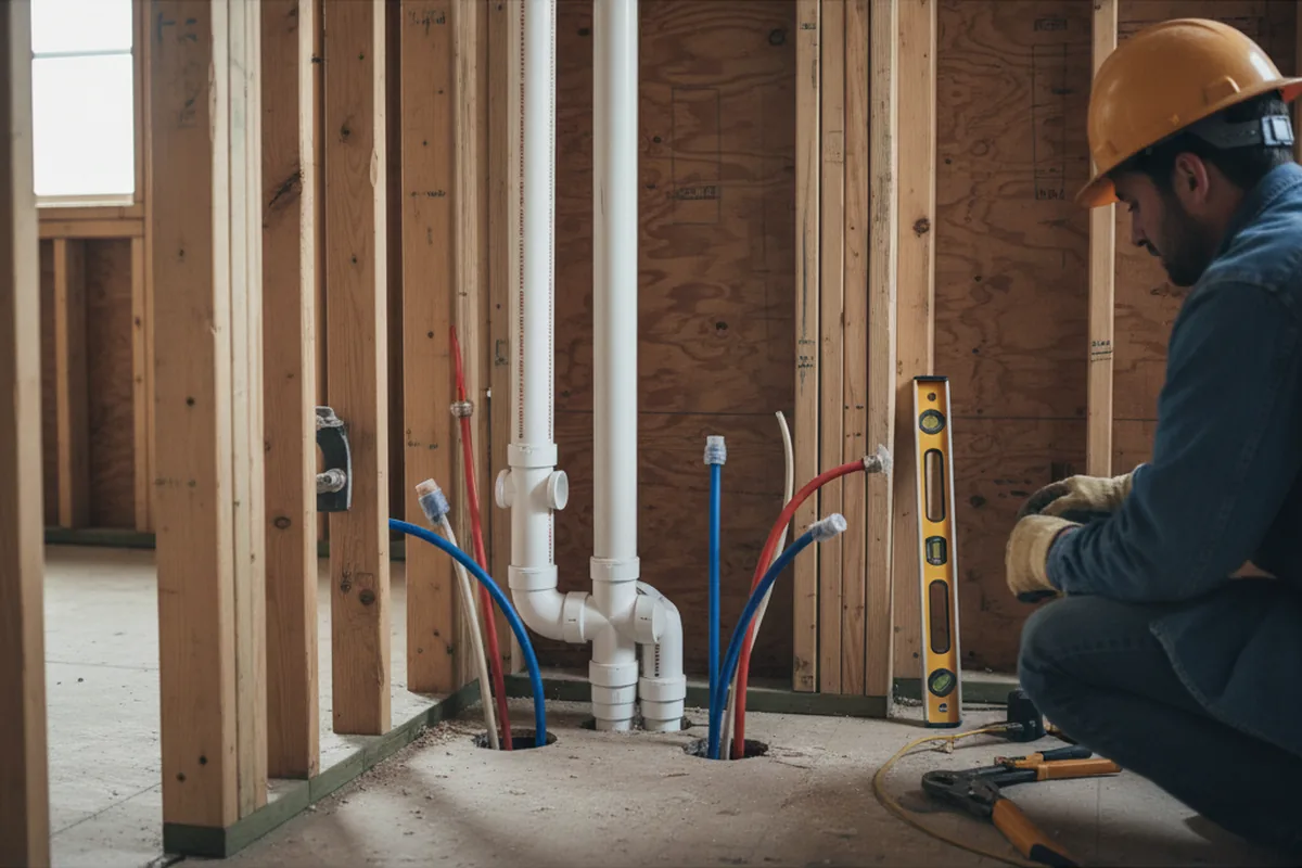Drain and supply rough-in during Leak Detection in East Liberty