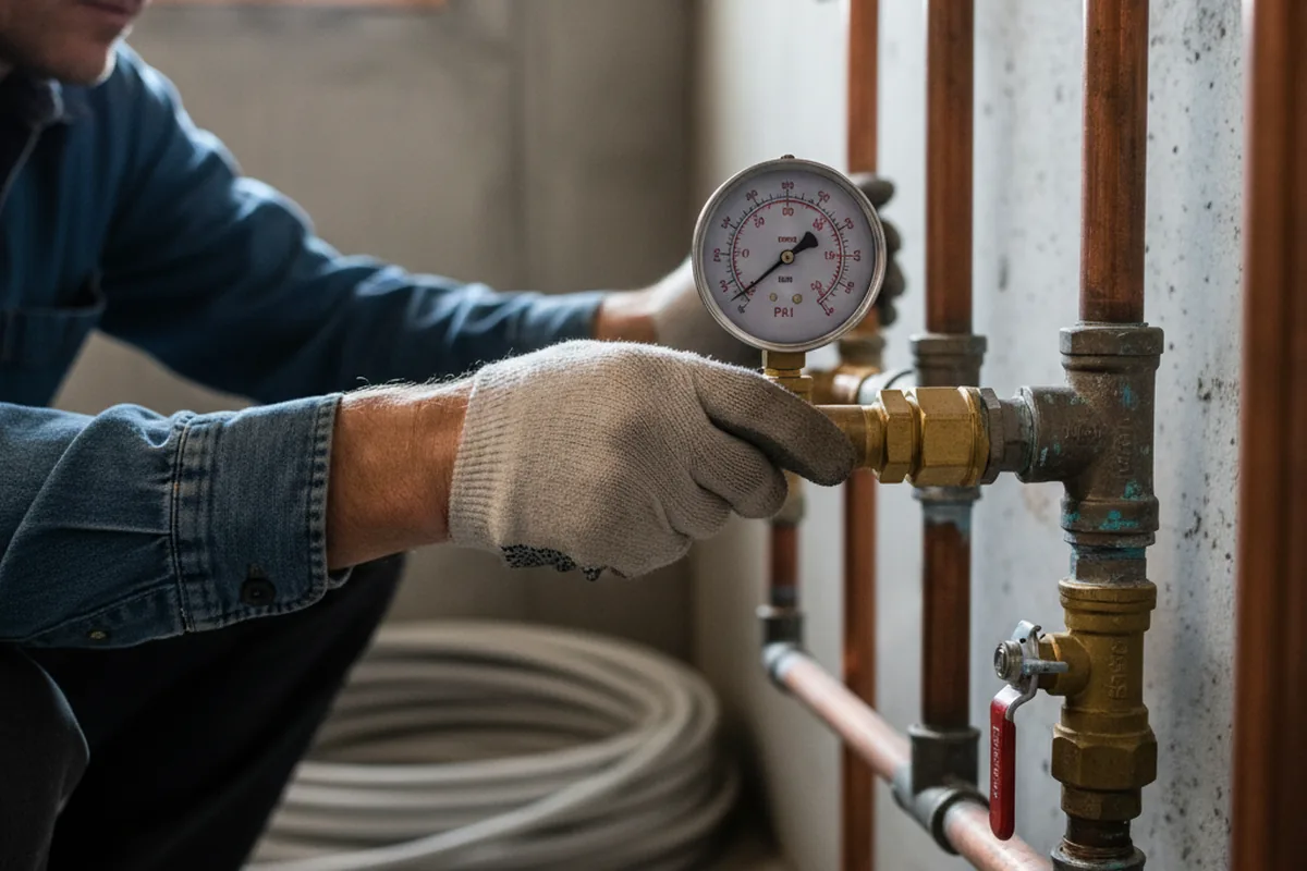 Pressure testing a repaired line during Water Line Repair in East Liberty